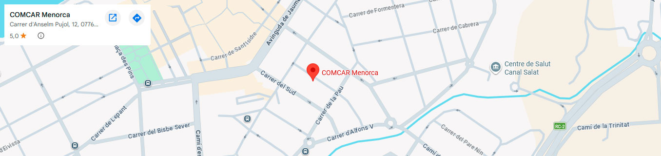 Mapa de localización de Comcar Menorca